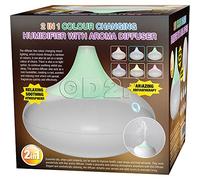 BARGAINS-GALORE 2 IN 1 LED AIR HUMIDIFIER WITH SCENT AROMA DIFFUSOR COLOUR CHANGING ULTRASOUND