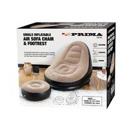 BARGAINS-GALORE 2 Piece Single Inflatable Air Sofa & Footrest Blow Up Lounger Chairs BARGAINS-GALORE Multicolor