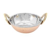 BARGAINS-GALORE 2 X 13CM Copper Stainless Steel BALTI Dish KARAHI Serving Handles Indian Curry