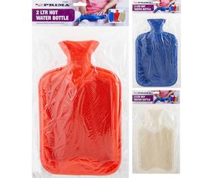 BARGAINS-GALORE 2 X 2l Large Hot Water Bottle Warm Heat Pain Relief Bag Rubber 500ml BARGAINS-GALORE Multicolor