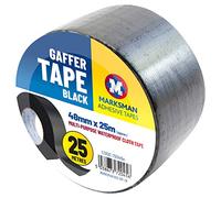 BARGAINS-GALORE 2 X Black Gaffer Tape - Duct Gaffer Strong Waterproof | Tapes Multi Purpose, 48Mm X 25M Durable & Long Lasting Adhesive Sealing Packing, Diy Repairs