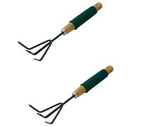 BARGAINS-GALORE 2 X Heavy Duty Garden Hand Cultivator Gardening Wooden Handle Tool Diy in Green BARGAINS-GALORE Green