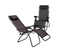 BARGAINS-GALORE 2 X Zero Gravity Chairs Garden Reclining Recliner Relaxer Sun Lounger in Black BARGAINS-GALORE Black