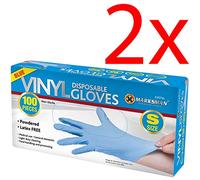 BARGAINS-GALORE 200pc Small Disposable Vinyl Gloves - Blue Powdered Food Latex Free Work Hygiene | Medical, Food, Multi Use | Protection Safety