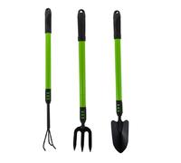 BARGAINS-GALORE 3 Piece Garden Telescopic Hand Trowel Fork & Cultivator Gardening Set in Green BARGAINS-GALORE Green