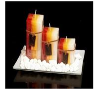 BARGAINS-GALORE 3 Scented Aromatic Wax Candle Plate Stone Gift Set Mandarine Cranberry BARGAINS-GALORE Multicolor