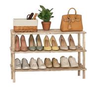 BARGAINS-GALORE 3 Tier Wooden Shoe Rack Footwear Storage Organiser Unit Shelf Natural BARGAINS-GALORE Natural