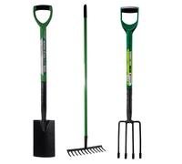 BARGAINS-GALORE 3pc Garden Digging Spade Border Fork & Lawn Rake Gardening Tool Set BARGAINS-GALORE Multicolor