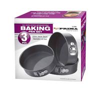 BARGAINS-GALORE 3pc Non-stick Springform Round Bake Cake Pan Tin Tray Bakeware Set DIY in Black BARGAINS-GALORE Black