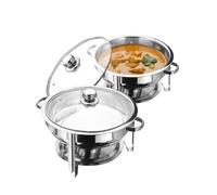 BARGAINS-GALORE 4.5 Ltr Stainless Steel Chafing Dish Tempered Glass Lid All Occasions in Silver BARGAINS-GALORE Silver