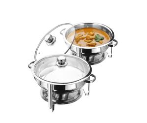 BARGAINS-GALORE 4.5 Ltr Stainless Steel Chafing Dish Tempered Glass Lid All Occasions in Silver BARGAINS-GALORE Silver