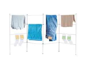BARGAINS-GALORE 4 Fold Clothes Airer Drying Rack - Indoor & Outdoor Use, Flat Foldable Washing Line, Non Slip Feet, Space Saving | H 110 X W 207 Cm