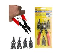 BARGAINS-GALORE 4 In 1 Snap Ring Internal & External Plier Set Interchangeable Heads in Red BARGAINS-GALORE Red