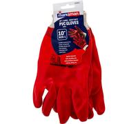 BARGAINS-GALORE 4 Pairs Red Pvc Coated Gloves Size Large Elasticated Cuffs For Comfort | Size: 10 BARGAINS-GALORE Red 10