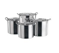 BARGAINS-GALORE 4pc Large Stainless Steel Catering Deep Stock Pots Soup Boiling Pot in Metallic Silver BARGAINS-GALORE Metallic Silver