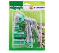 BARGAINS-GALORE 4pc Multi Function 6 Dial Spray Gun Set Garden Hose Water Connectors in Green BARGAINS-GALORE Green