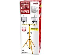 BARGAINS-GALORE 500W Twin Head Telescopic Halogen Floodlight - Work Site Flood Watt Work Light | with Steel Tripod | Multi Purpose DIY, Indoor & Outdoor Lighting, Bright Lights