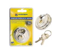 BARGAINS-GALORE 60mm Disc Stainless Steel Padlock 2 Keys Locking Round Heavy Duty Diy in Silver BARGAINS-GALORE Silver