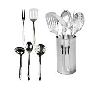 BARGAINS-GALORE 6pc Kitchen Utensil Set Stainless Steel Spoons Turner Spatula Ladle in Metallic Silver BARGAINS-GALORE Metallic Silver