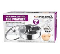 BARGAINS-GALORE 7 Piece Stainless Steel Egg Poacher Pan - 4 Hole Cup, Poach Saucepan | Frying Pot with Glass Lid, Non Stick, See Through | Transparent Vented Glass Lid | Egg Maker, Cooker