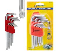 BARGAINS-GALORE 9Pc Short Torx Key Set - Heavy Duty L Shape Hard Steel Security Spanners Tool | Multi Purpose, Household DIY Alan Keys Strong & Durable, Set of 9