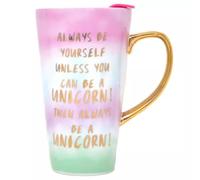 BARGAINS-GALORE Always Be A Unicorn Travel Latte Mug - Fun Novelty Cup | with Message & Lid | Coffee, Tea, Hot Drinks | Office, Kitchen, Gift | Winter Morning | Warm