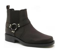 BARGAINS-GALORE Black Brown Real Leather Cowboy Boots - Ideal For Horse Riding & Biking | Stylish, Desert, Chelsea, Retro, Classic, Vintage Brogues | Closed Toe, Chukka, Slip On, Casual Everyday Use