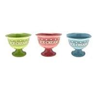 BARGAINS-GALORE Ceramic Ice Cream Cone Bowl - Dessert Sundae Dish Set | Bowls, Cups & Dishes for Ice Cream, Desserts, Fruit, Appetizers | Cocktails, Serving Bowl | Assorted Colours