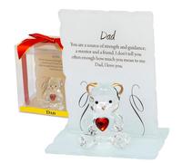 BARGAINS-GALORE Dad Glass Crystal Ornament with a Special Poetic Message - Crystal Bear Ornament with Text for A Special Someone | Engraved, Desk, Table Top