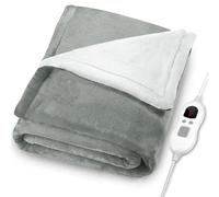 BARGAINS-GALORE Electric Heated Blanket Throw - Soft & Comfy Blanket | Temp Control, Digital Control Timer | Machine Washable Soft Fleece with Timer and 9 Control Heat Settings Grey Large (X Large)
