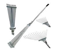 BARGAINS-GALORE Expanding Adjustable Lawn Rake Lightweight Garden Hand Tool Raking Diy in Silver BARGAINS-GALORE Silver