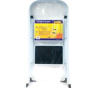 BARGAINS-GALORE Foldable 2 Step Steel Ladder Non Slip Tread Stepladder Kitchen Home in White BARGAINS-GALORE White