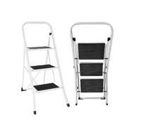 BARGAINS-GALORE Foldable 3 Step Steel Ladder Non Slip Tread Stepladder Safety Home Diy in White BARGAINS-GALORE White