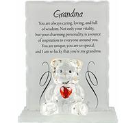 BARGAINS-GALORE Grandma Glass Crystal Ornament with a Special Poetic Message - Crystal Bear Ornament with Text for A Special Someone | Engraved, Desk, Table Top, Home Decoration