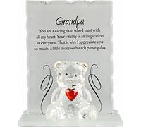BARGAINS-GALORE Grandpa Glass Crystal Ornament with a Special Poetic Message - Crystal Bear Ornament with Text for A Special Someone | Engraved, Desk, Table Top, Home Decoration