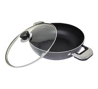 BARGAINS-GALORE Non Stick Aluminium Wok Set - Saucepan Frying Deep Stir Pan Chinese Cooking Asian | Wok Karahi Kadhai with Glass Lid | Stir Fry Cookware Pan
