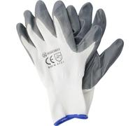 BARGAINS-GALORE Pack Of 12 Heavy Duty Non-Slip Safety Work Gloves - Grey & White Size 10, Nitrile Coated, Secure Grip On Palm & Fingers | Ideal For General Duty Work, Gardening, Building