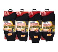 BARGAINS-GALORE Pack Of 3 Men’s & Women’s Thermal Winter Warmer Socks - Locks Heat In, Chunky Yarn, Soft & Thick | 2.4 TOG Rating, Size 4-7 UK, Black | Ideal for Hiking, Camping & Everyday Use