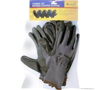 BARGAINS-GALORE Pack Of 4 Heavy Duty Non-Slip Safety Work Gloves - Nitrile Coating, Secure Grip On Palm & Fingers | Suitable for Gardening, Builders, DIY Work | Extra Large Size, Black & Grey