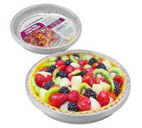 BARGAINS-GALORE Pack of 48 Disposable Large Foil Flan Dishes - Aluminium Round Foil Pans | Disposable, Baking Trays | Pie Tins Pot Ideal for All Types of Pie | Strong Quality