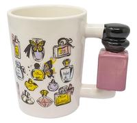 BARGAINS-GALORE Set of 2 Make Up Item Mugs - Suitable for Coffee, Tea & Hot Drinks, Cup, Kitchen | Make Up Accessories Shaped Handle | Microwave Safe | Ideal Christmas Or Birthday Gift