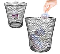 BARGAINS-GALORE Set Of 2 Wire Mesh Waste Bin - 9” Paper, Rubbish & Garbage Bin Suitable For Home, Office, Bedroom, Kitchen & Many More | Strong Quality Wastebasket, Durable Trash Can