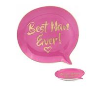 BARGAINS-GALORE Speech Bubble Trinket Jewellery Dish - Set Of 2 Best Nan Decoration, Ring Ceramic | Organiser, Storage Tray | House Warming Present | Xmas Gift
