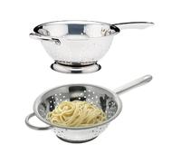 BARGAINS-GALORE Stainless Steel Colander Long Handle Deep Pasta Spaghetti Salad 28cm in Metallic Silver BARGAINS-GALORE Metallic Silver