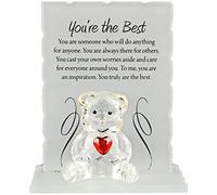 BARGAINS-GALORE You're The Best Glass Crystal Ornament with a Special Poetic Message - Crystal Bear Ornament with Text for A Special Someone | Engraved, Desk, Table Top, Home Decoration