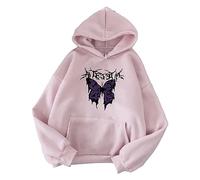 Bargains of The Day Sale Oversized Sweatshirt Women Plus Size Autumn And Winter Ladies Big Butterfly Sweatshirts Dark Colored Sweater Aesthetic Overstock Sale Clearance (Hot Pink, XL)