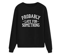 Bargains of The Day Sale Sweatshirts for Women UK Plus Size Women's Fashion Top Shirts Soft Print Long-sleeved O Neck Warm Sweatshirt Casual Lightning Deals of The Day Prime Today (Black, XL)