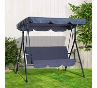 BARGAINSGALORE 3 SEATER GARDEN SWING CHAIR SEAT HAMMOCK SWINGING METAL CANOPY BENCH GREY NEW