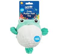 BargainsMania Adventures Cute Puffer Fish Dog Toy - Turquoise - This Dog Toy Crinkles And Squeaks, Making It An Irresistible And Exciting Playtime Companion