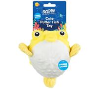 BargainsMania Adventures Cute Puffer Fish Dog Toy - Yellow- This Dog Toy Crinkles And Squeaks, Making It An Irresistible And Exciting Playtime Companion